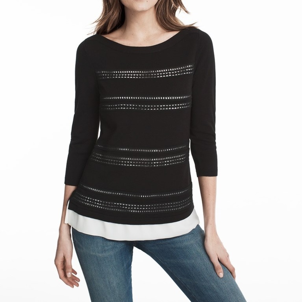 Excellent used WHBM Black Crochet Knit